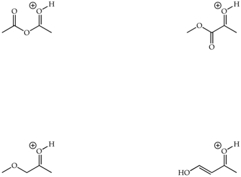 image of acetic anhydride oxonium, (1-methoxy-1-oxopropan-2-ylidene)oxonium , (1-methoxypropan-2-ylidene)oxonium, and (E)-(4-hydroxybut-3-en-2-ylidene)oxonium  